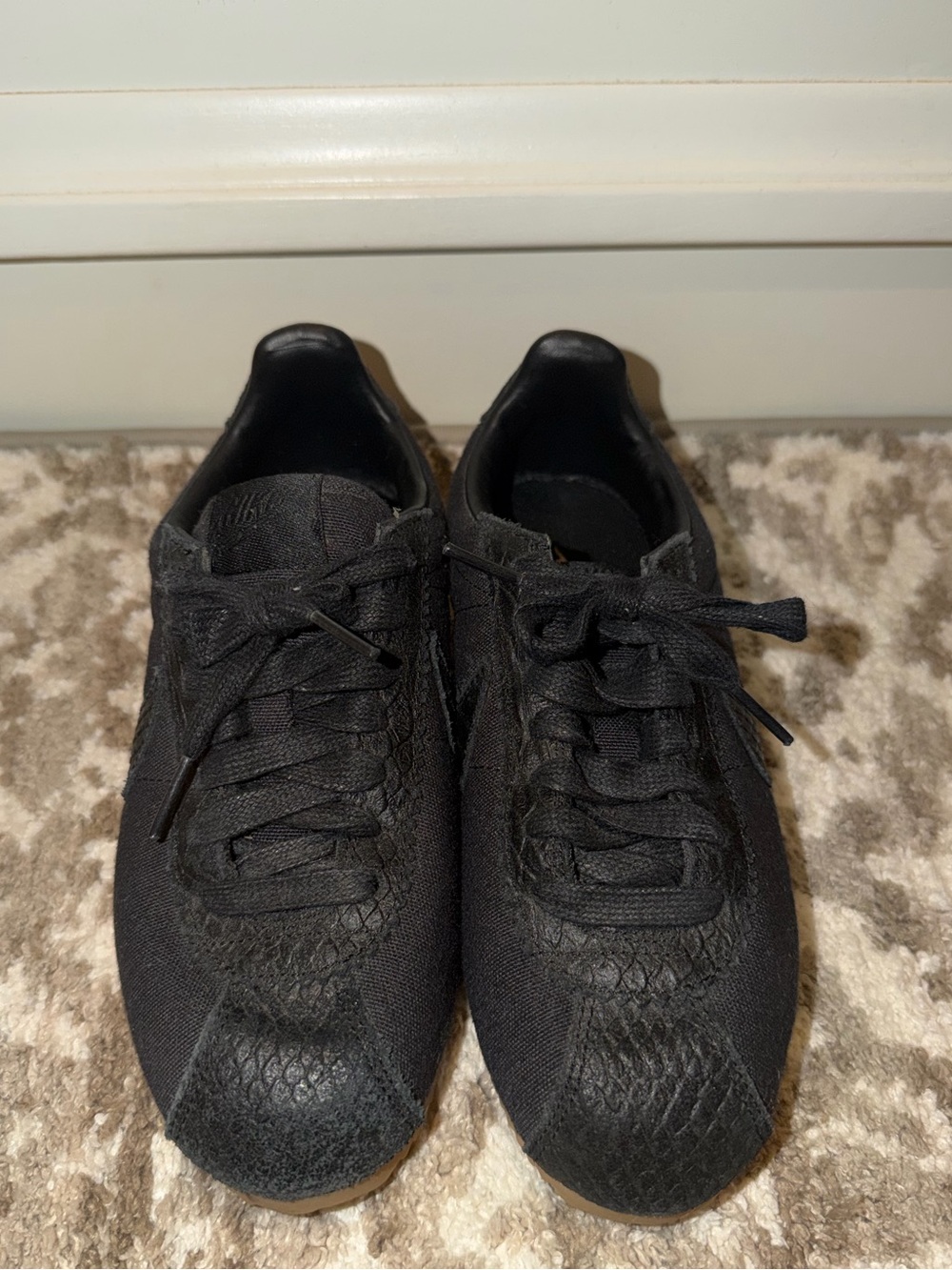 Nike Cortez Black Croc/Gum Swoosh Sneakers in Women’s 5.5